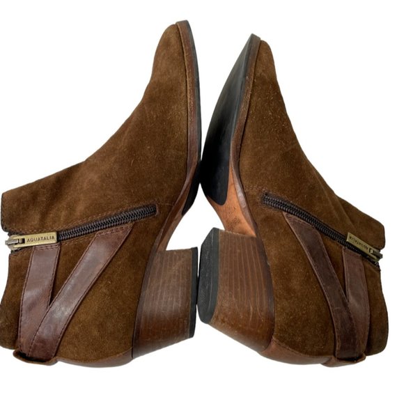 Aquatalia Farin Women's Weatherproof Brown Italian Suede Ankle Boots Size 8 - Picture 3 of 9